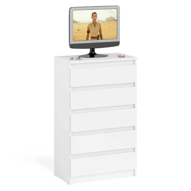 Узкий комод пять ящиков Мори МК700.5 цвет белый