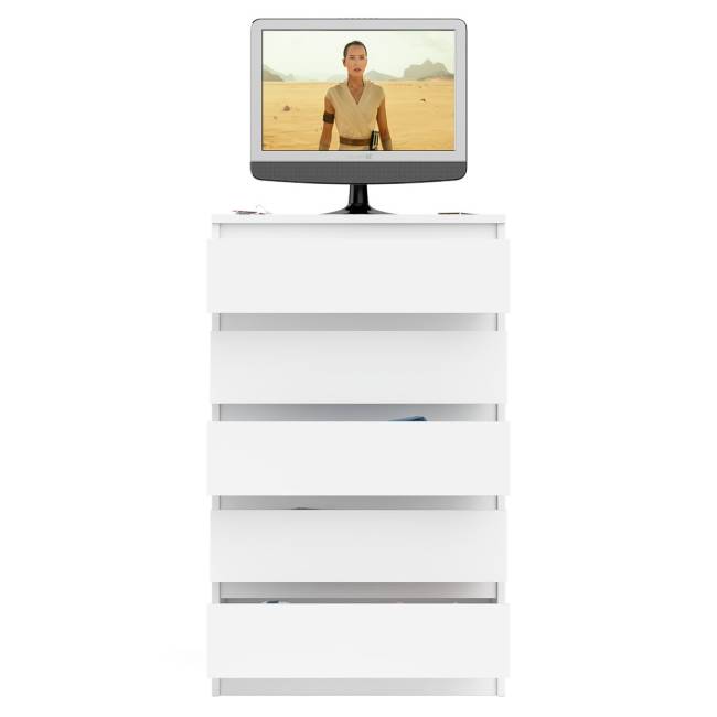 Узкий комод пять ящиков Мори МК700.5 цвет белый