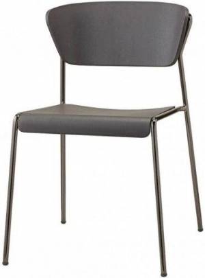 Стул деревянный Lisa Wood черный глянцевый никель, черный дуб 510х560х770 мм