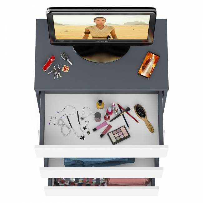 Узкий комод пять ящиков Мори МК700.5 цвет графит/белый Узкий комод пять ящиков Мори МК700.5 цвет графит/белый