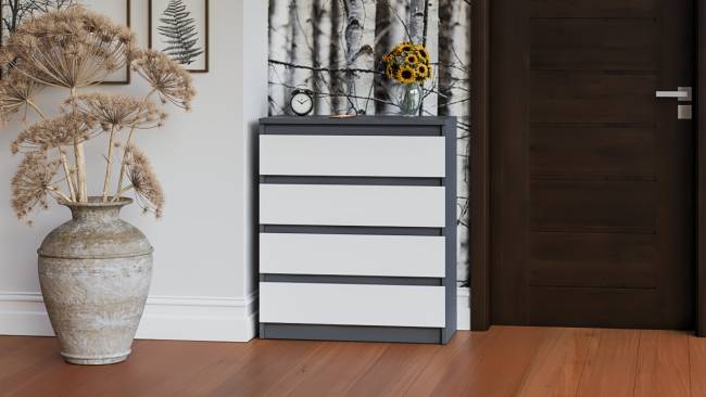 Узкий комод пять ящиков Мори МК700.5 цвет графит/белый Узкий комод пять ящиков Мори МК700.5 цвет графит/белый