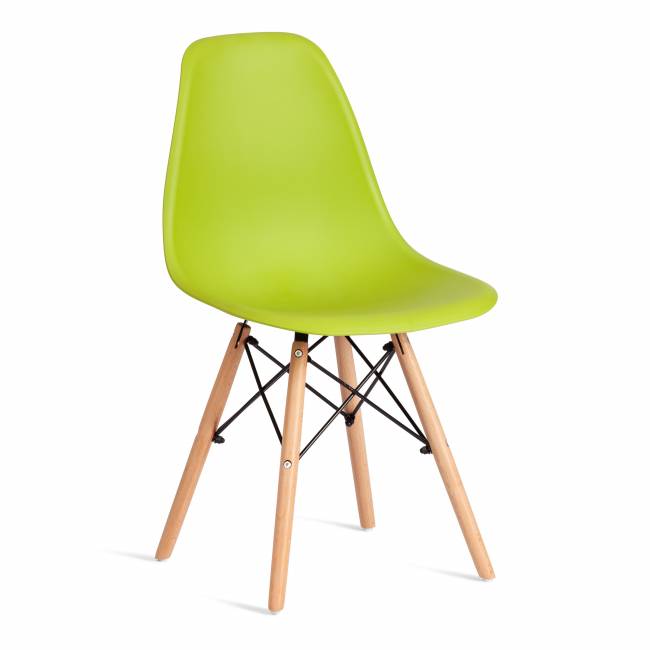 Стул CINDY (EAMES) (mod. 1801) дерево бук/металл/сиденье пластик, 45x51x82 см, Olive (оливковый)  (Комплект из 4 шт.) оливковый