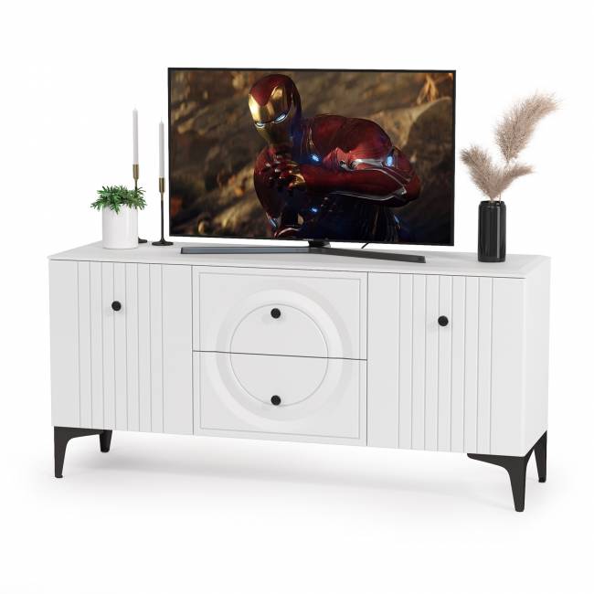 Два широких серванта и ТВ-тумба Валенсия цвет белый шагрень Два широких серванта и ТВ-тумба Валенсия цвет белый шагрень