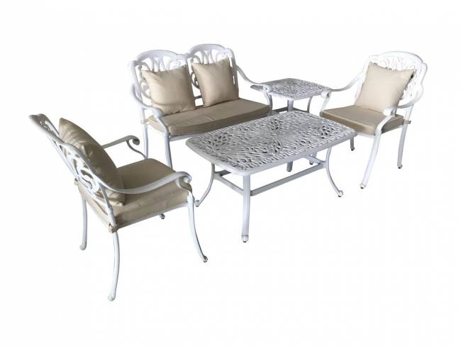 Белая скамейка из литого алюминия Valeria II