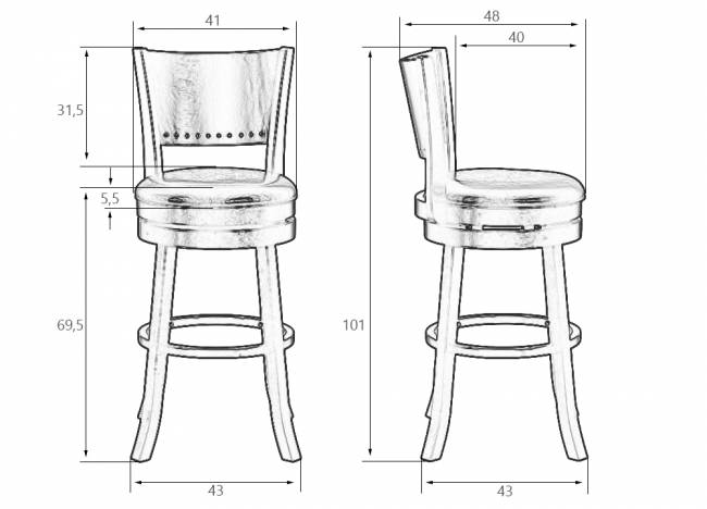 Вращающийся полубарный стул DOBRIN TONY COUNTER, капучино, черный
