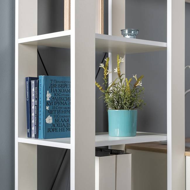 Стеллаж открытый Джастин 13.354 цвет белый шагрень/дуб белый эксклюзив