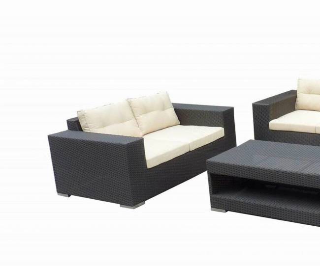 Комплект для отдыха "Ланта", из искусственного ротанга , 1+2+2, черный, коричневый