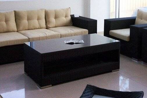 Комплект для отдыха "Ланта", из искусственного ротанга , 1+2+2, черный, коричневый