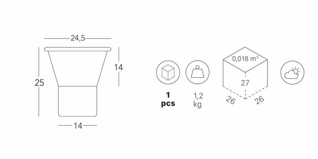 Ваза для цветов Mimosa лен, зеленый шалфей Ø195х310 мм